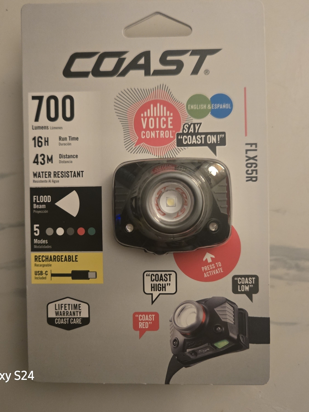 Coast FLX65R Rechargeable Headlamp — Black with Red Accents